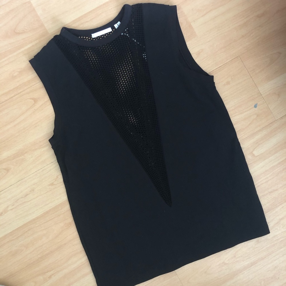 Helmut Lang | Black Deep V Mesh Jersey Shirt